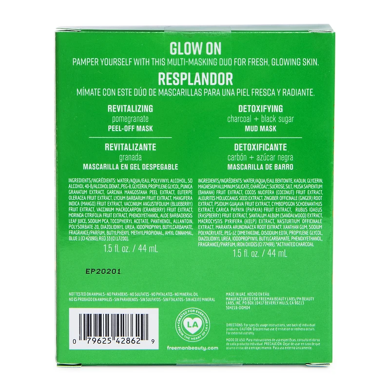 Freeman® For Everyone Face Mask Duo Set - Revitalizing Pomegranate/Detoxifying Charcoal