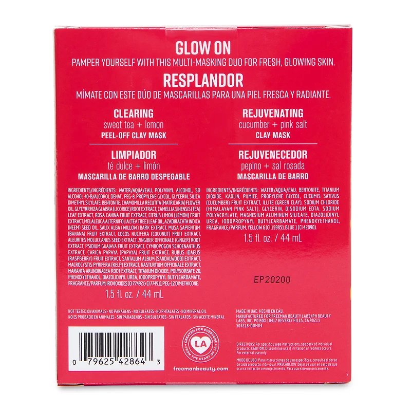 Freeman® For Everyone Face Mask Duo Set - Clearing Sweet Tea/Rejuvenating Cucumber