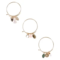 Nature Gold Charm Bracelets 3-Count Set