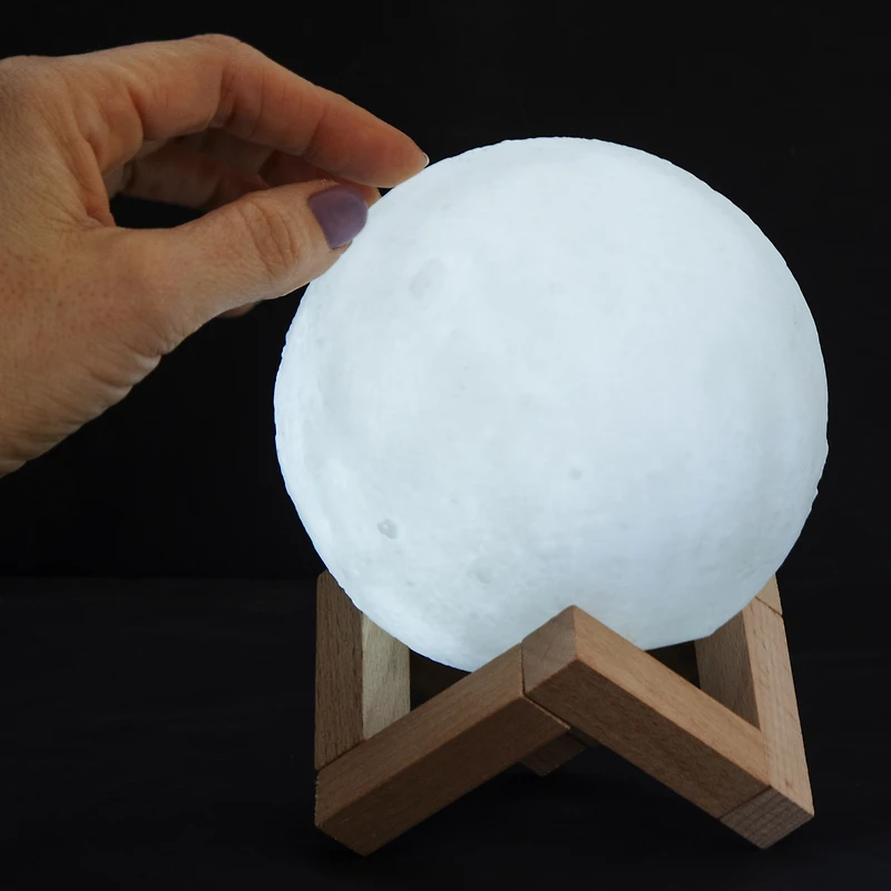 Moon Orb Light W/ Wooden Stand 6in