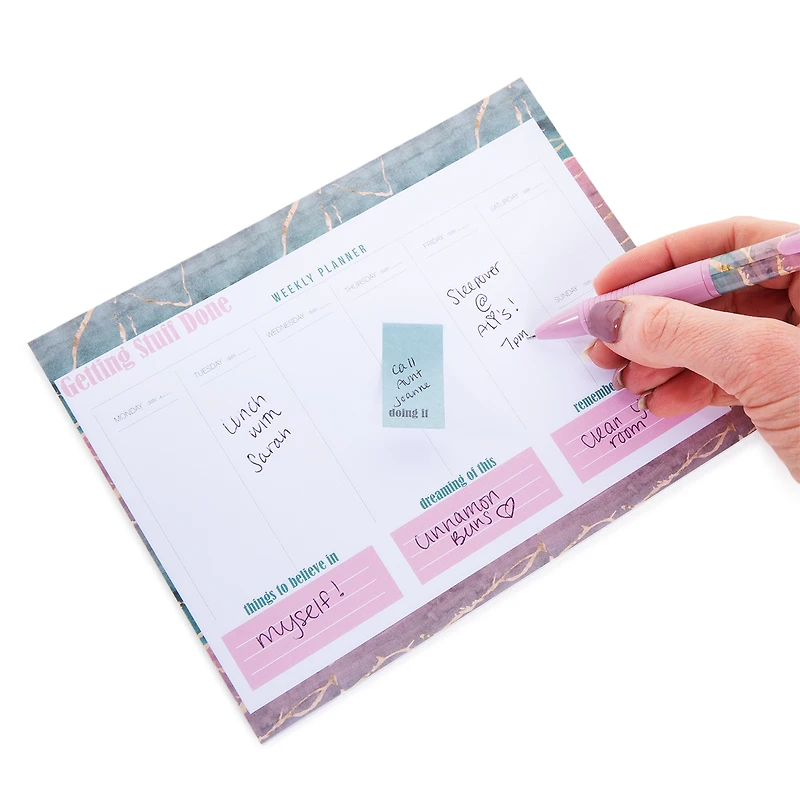 school supplies, stocking stuffer, cute gift, organizer, planner, desk set, desk, schedule, sticky note, office calendar