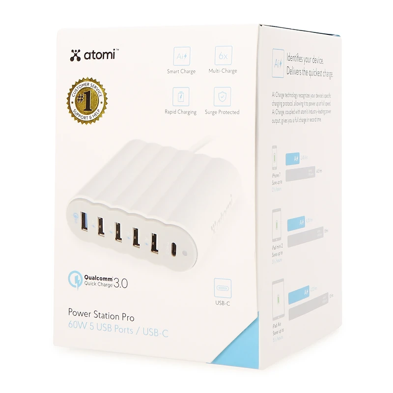 Atomi™ Power Station Pro 60W Charger 5 Usb/1 Usb-C Ports