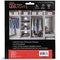 3-Pack Led Stick-On Touch Lights