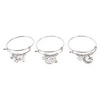 Celestial Silver Charm Bracelets 3-Count Set