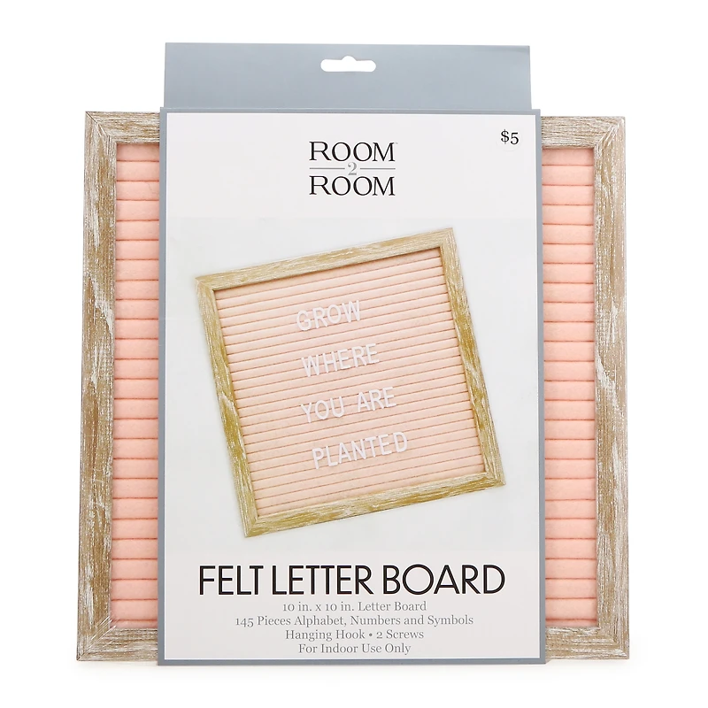 Cafe Felt Letterboard 10in - Peach W/ Wood Frame