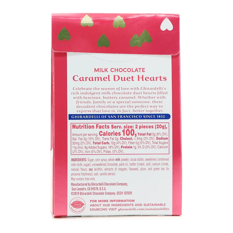 ghiradelli® milk chocolate caramel duet hearts 0.7oz