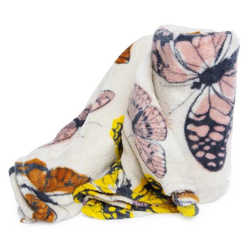 Butterfly Print Plush Blanket 50in X 60in