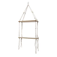 2-Tier Macrame Hanging Wall Shelf 12in X 31.5in