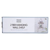 2-Tier Macrame Hanging Wall Shelf 12in X 31.5in
