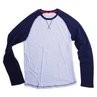 Young Men's Raglan Baseball Tee - Navy Blue & Gray