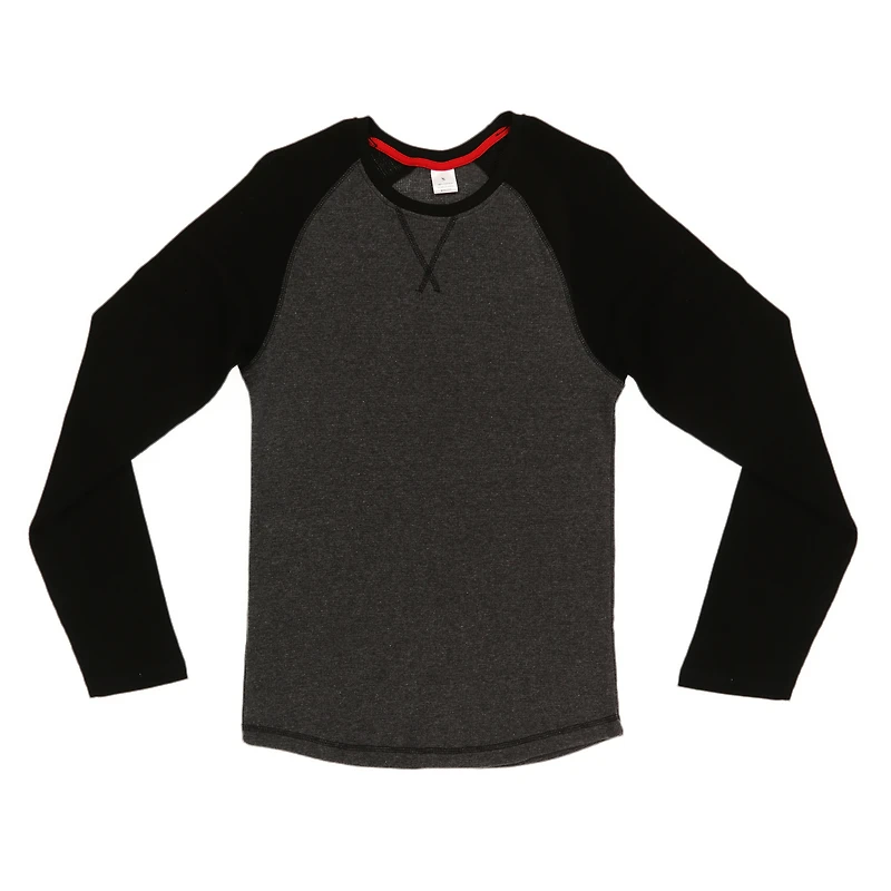 Young Men's Raglan Baseball Tee - Black & Gray