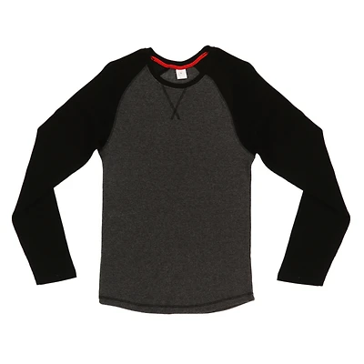 Young Men's Raglan Baseball Tee - Black & Gray