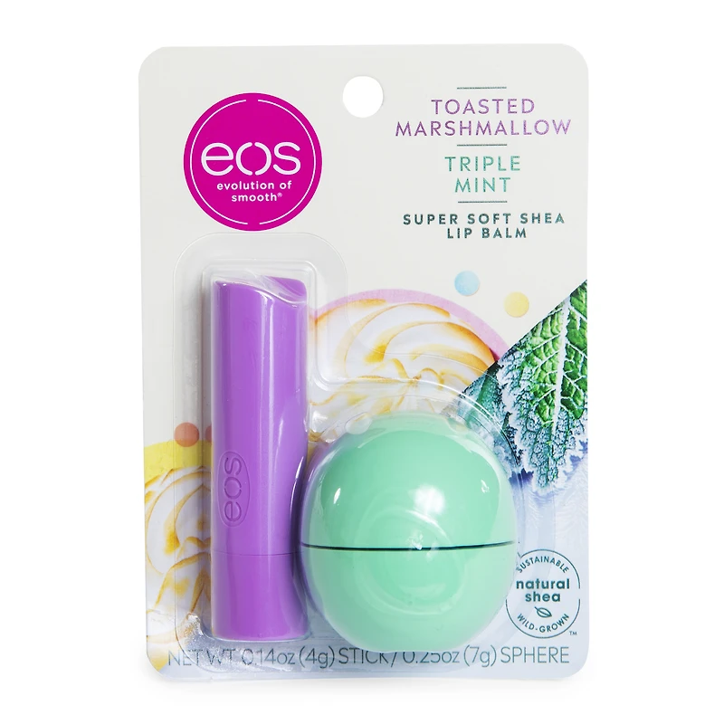 Eos® Toasted Marshmallow & Triple Mint Lip Balm 2-Pack