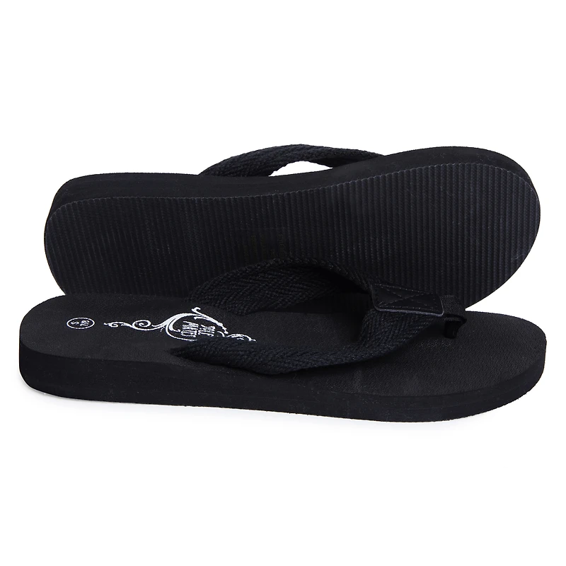 Men's Woven Cotton Flip Flops - Black
