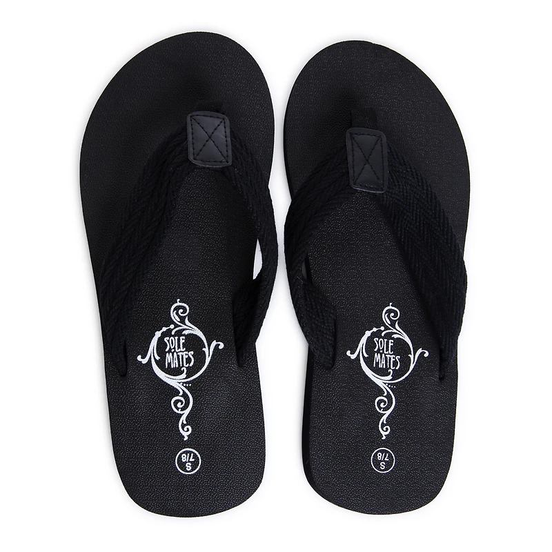 Men's Woven Cotton Flip Flops - Black