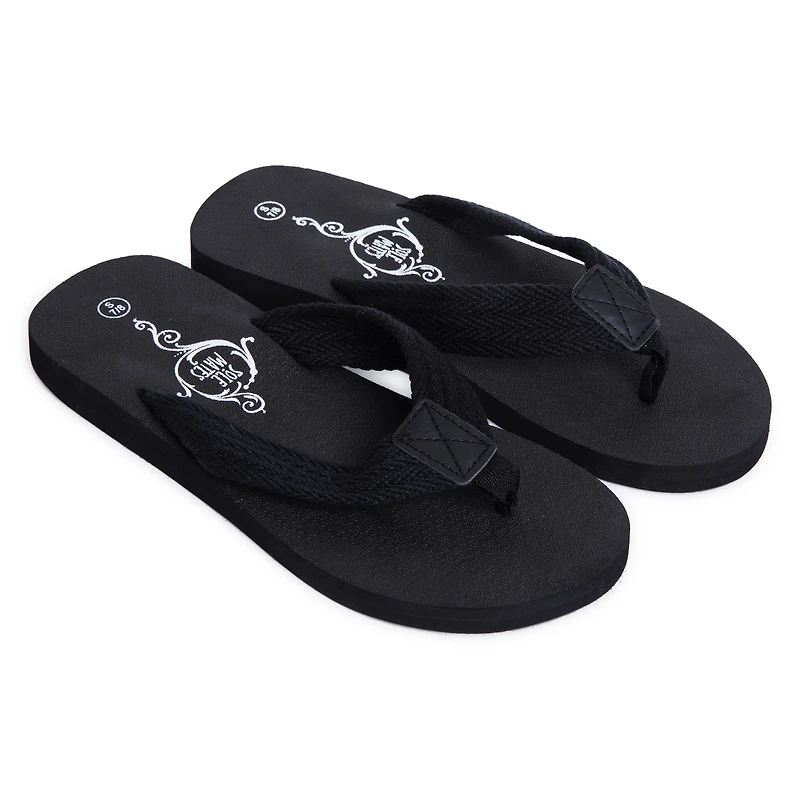 Men's Woven Cotton Flip Flops - Black
