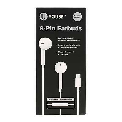 8-Pin Earbuds W/ Mic For Iphone® & Ipad®