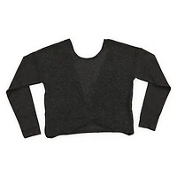 Juniors Twist-Back Lounge Top - Marled Black