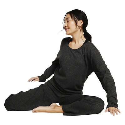 Juniors Twist-Back Lounge Top - Marled Black