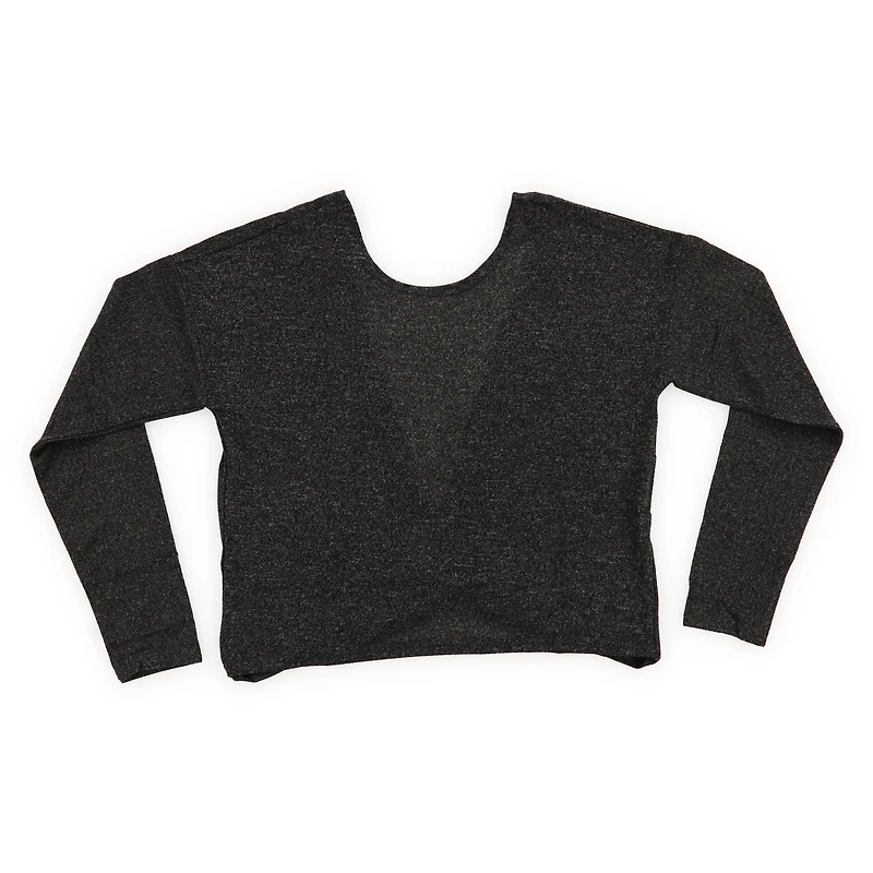 Juniors Twist-Back Lounge Top - Marled Black