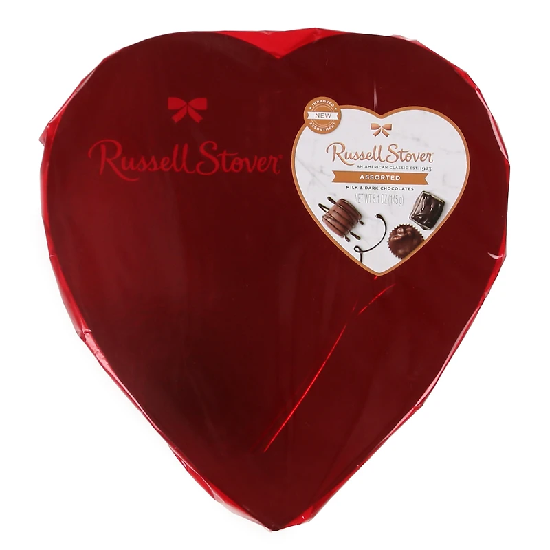 russell stover® red foil heart box w/ assorted fine chocolates 5.1oz