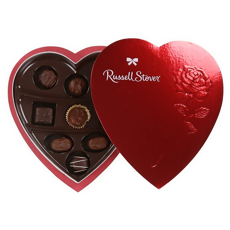 russell stover® red foil heart box w/ assorted fine chocolates 5.1oz