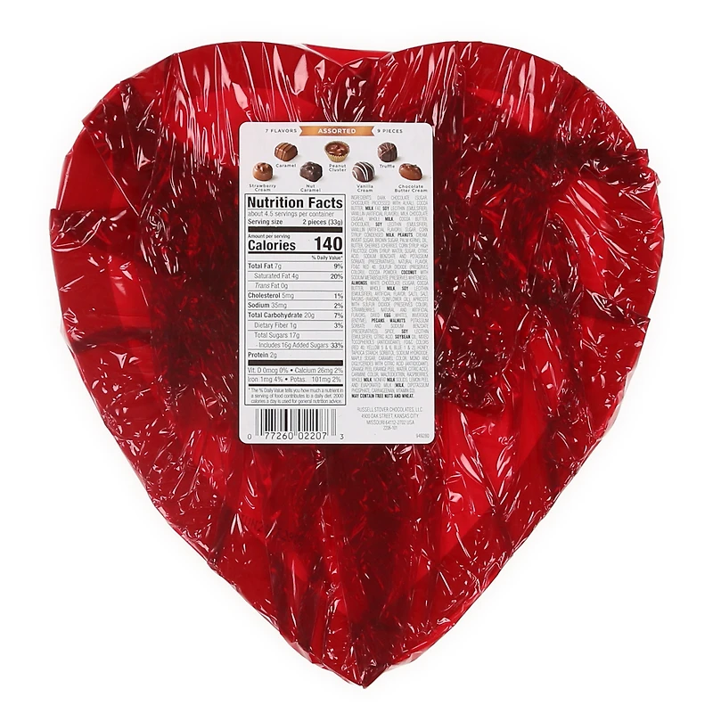 russell stover® red foil heart box w/ assorted fine chocolates 5.1oz