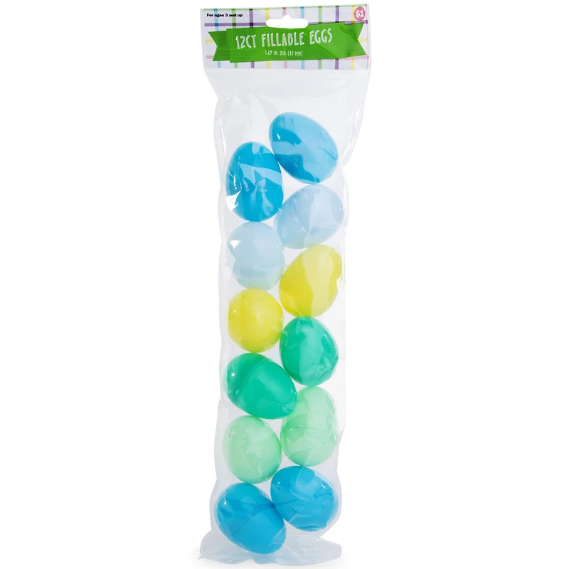 12 Fillable Easter Eggs - Blues & Greens