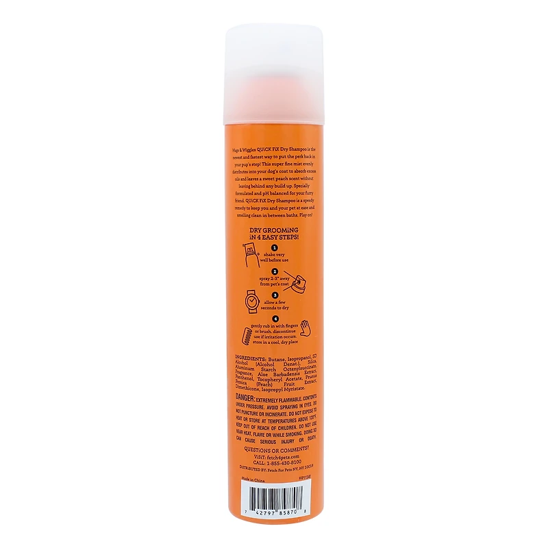 Wags & Wiggles Dry Shampoo For Dogs - Juicy Peach 7oz