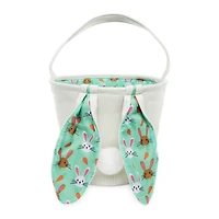 Canvas Easter Bunny Basket W/ Prints 10.5in