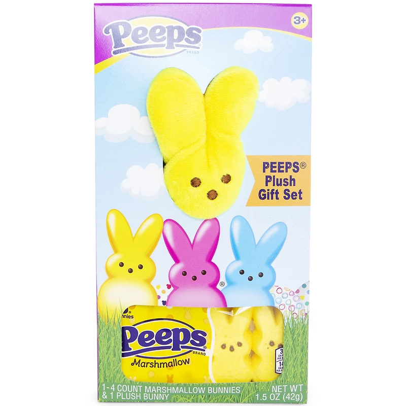 yellow peeps® plush toy & marshmallow bunnies gift set