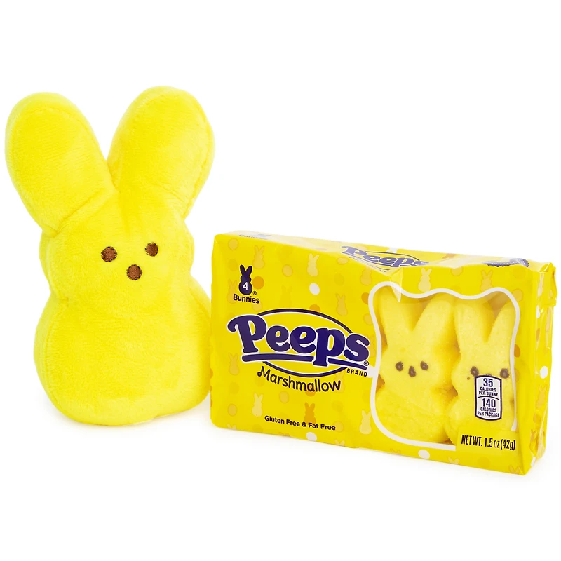 yellow peeps® plush toy & marshmallow bunnies gift set