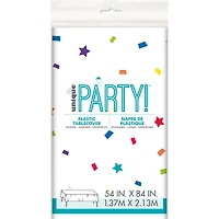 Rainbow Balloon Birthday Plastic Tablecloth 54in X 84in
