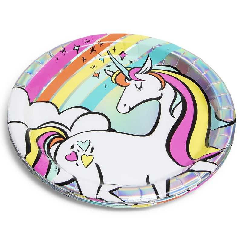 Radiant Rainbow Unicorn 9in Paper Plates 8-Count