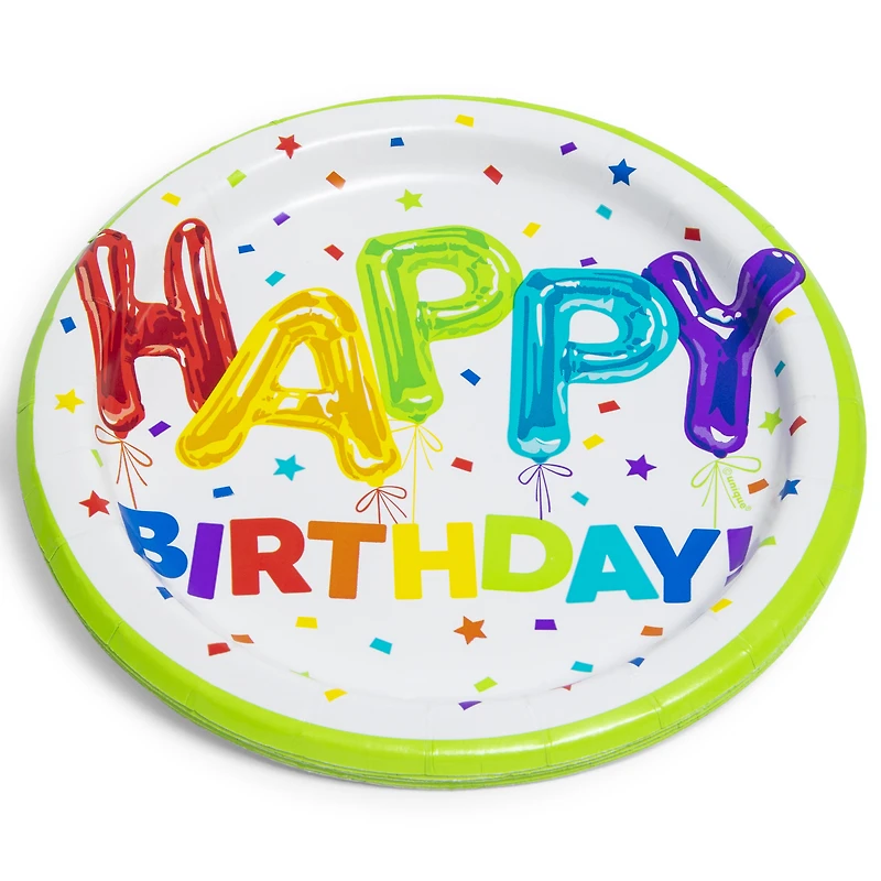 Rainbow Balloon Birthday 7in Paper Plates 8-Count