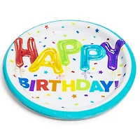 Happy Birthday Rainbow Balloon 9in Paper Plates 8-Count