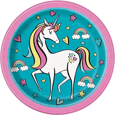Radiant Rainbow Unicorn 7in Paper Plates 8-Count