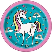 Radiant Rainbow Unicorn 7in Paper Plates 8-Count
