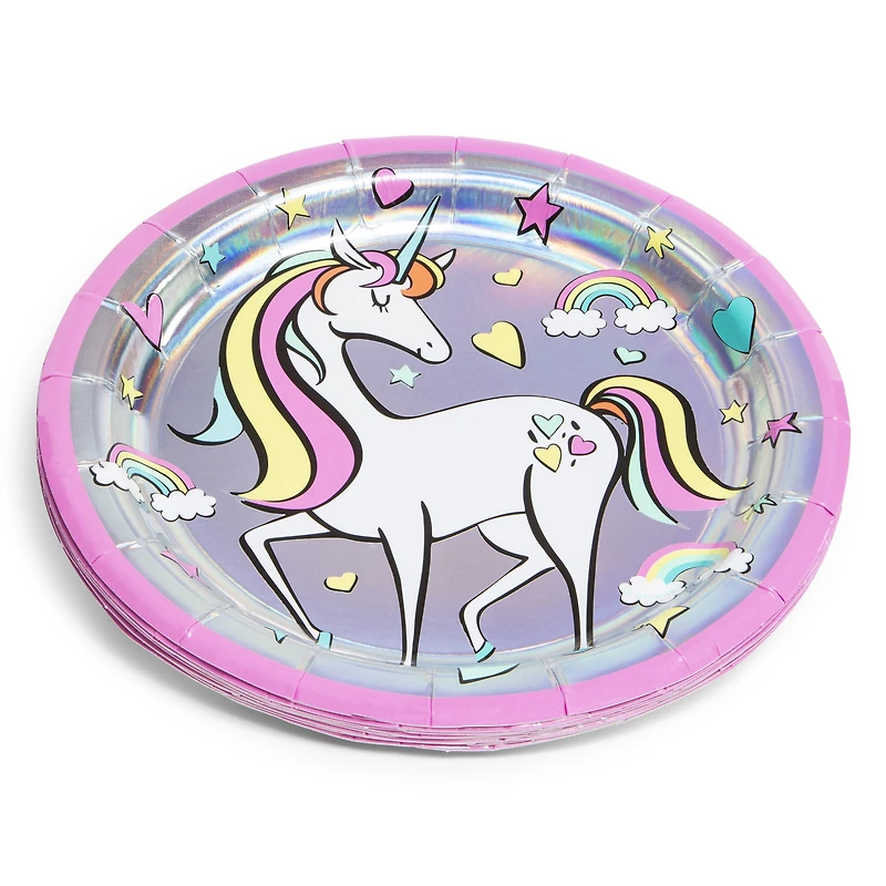 Radiant Rainbow Unicorn 7in Paper Plates 8-Count