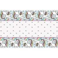 Radiant Rainbow Unicorn Plastic Tablecloth 54in X 84in