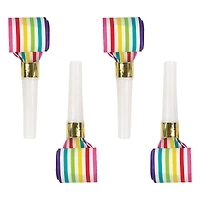 Rainbow Stripe Noisemaker Party Blowers 8-Count