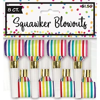 Rainbow Stripe Noisemaker Party Blowers 8-Count