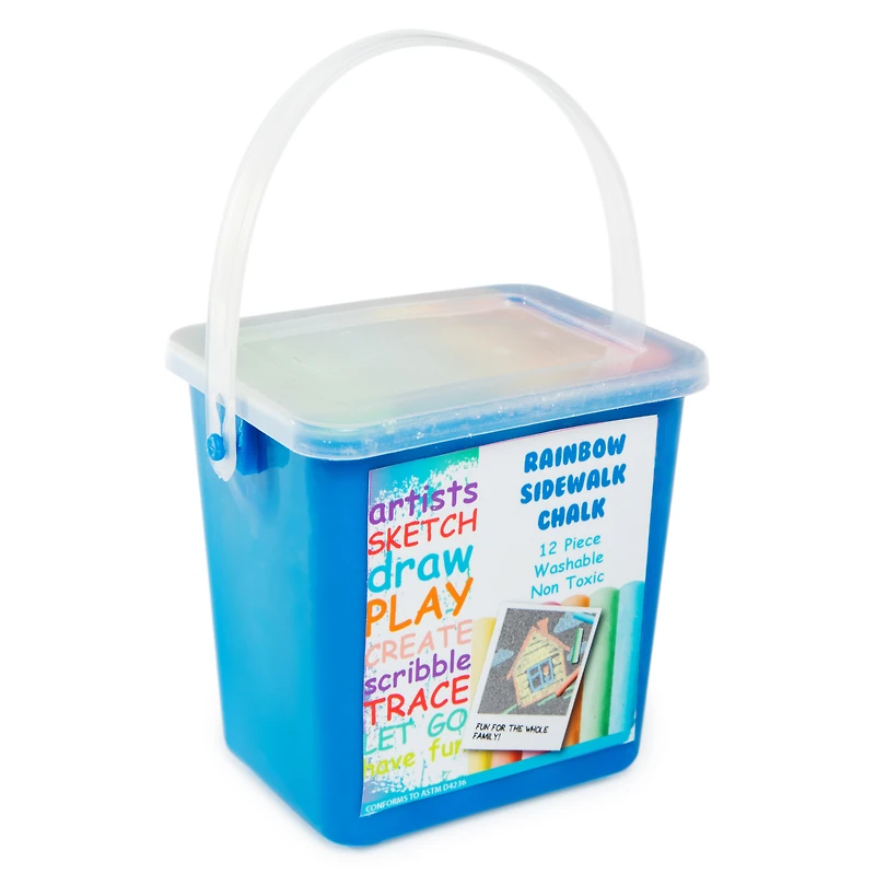 Rainbow Sidewalk Chalk Bucket 12-Piece