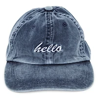 Juniors 'Hello' Washed Denim Baseball Cap