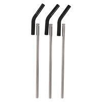 Stainless Steel Straws 3-Pack W/ Cleaning Brush & Silicone Flex Tips