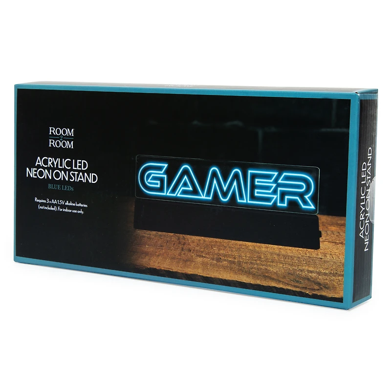 gamer' LED neon light w/ stand