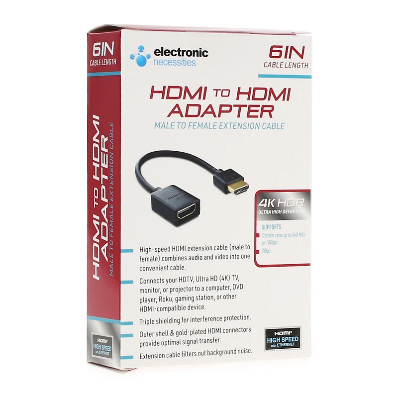 Hdmi Adapter 6in Male-To-Female Extension Cable