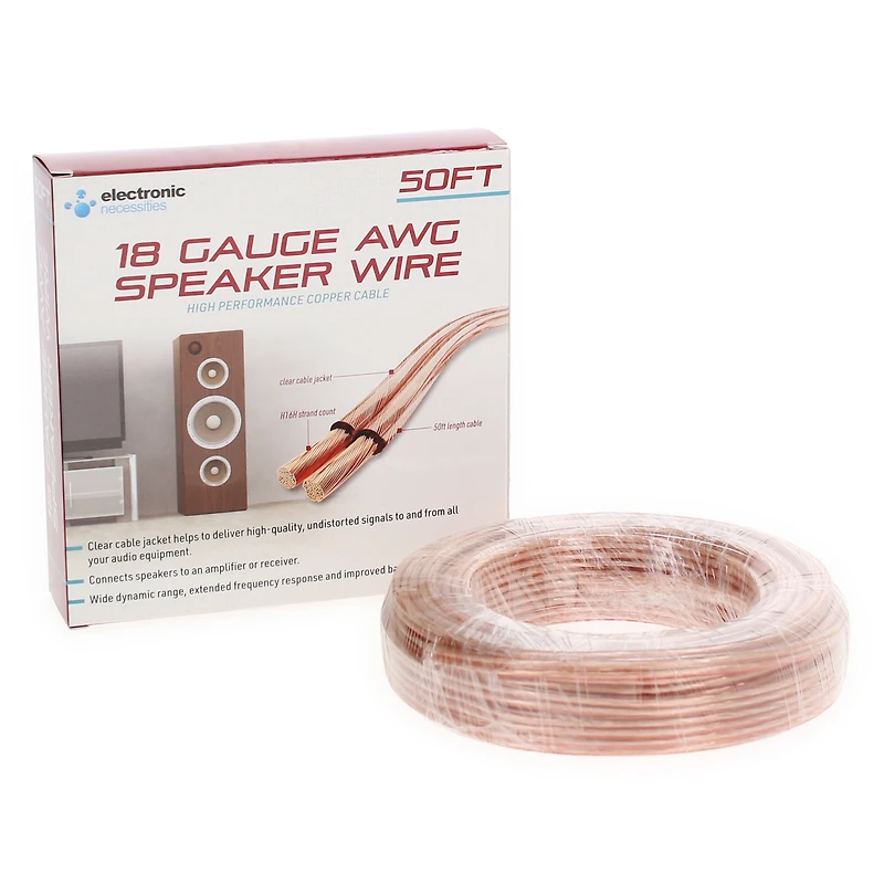 18-Gauge Awg Speaker Wire, 50ft
