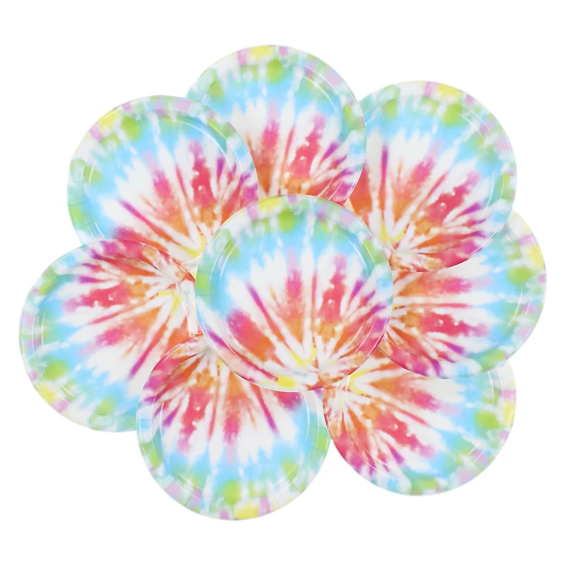 Tie Dye Dessert Plates 8-Count 6.75in