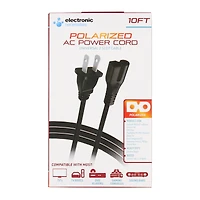 Universal Replacement Polarized 2-Slot Ac Power Cord 10ft